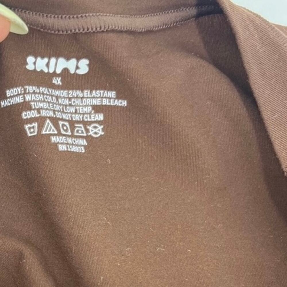 SKIMS Fits Everybody Super Cropped T-Shirt Cocoa Stretch Pullover Lounge 4X NEW - Picture 7 of 8